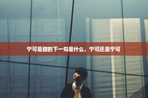 宁可是甜的下一句是什么，宁可还是宁可 