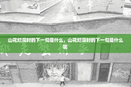 山花烂漫时的下一句是什么，山花烂漫时的下一句是什么呢 
