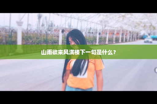 山雨欲来风满楼下一句是什么？