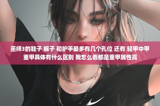 巫师3的鞋子 裤子 和护手最多有几个孔位 还有 轻甲中甲重甲具体有什么区别 我怎么看都是重甲属性高