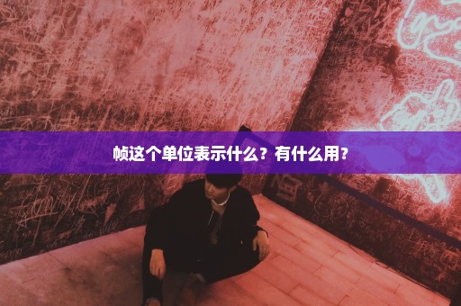 帧这个单位表示什么？有什么用？