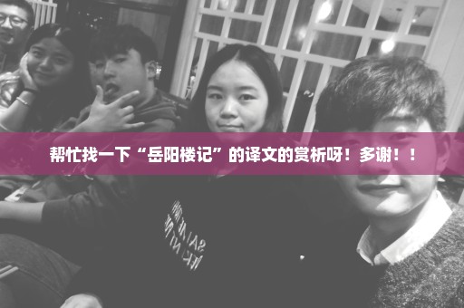 帮忙找一下“岳阳楼记”的译文的赏析呀！多谢！！