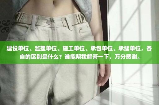 建设单位、监理单位、施工单位、承包单位、承建单位，各自的区别是什么？谁能帮我解答一下，万分感谢。
