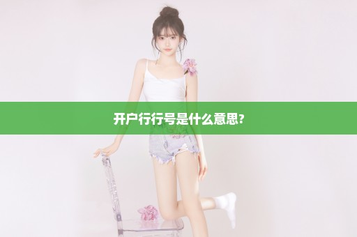 开户行行号是什么意思?