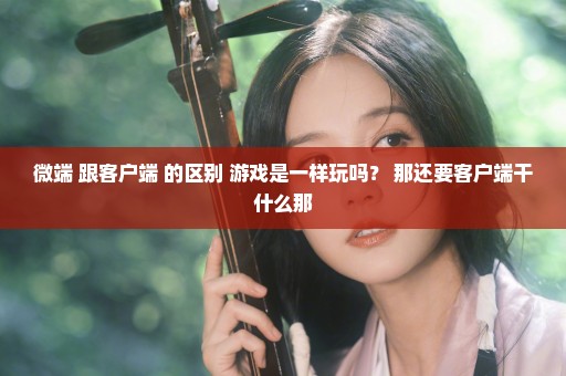 微端 跟客户端 的区别 游戏是一样玩吗？ 那还要客户端干什么那