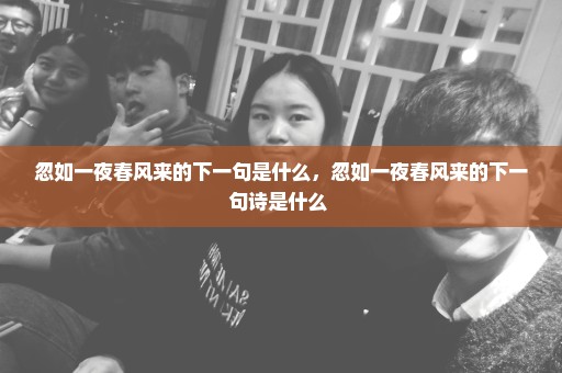 忽如一夜春风来的下一句是什么，忽如一夜春风来的下一句诗是什么 