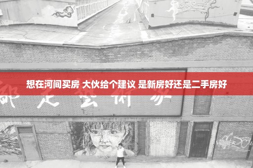 想在河间买房 大伙给个建议 是新房好还是二手房好