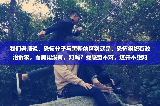 我们老师说，恐怖分子与黑帮的区别就是，恐怖组织有政治诉求，而黑帮没有，对吗？我感觉不对，这并不绝对