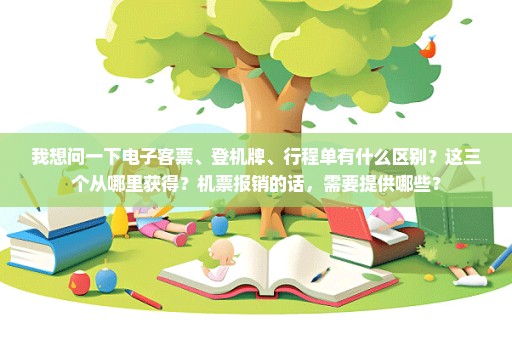 我想问一下电子客票、登机牌、行程单有什么区别？这三个从哪里获得？机票报销的话，需要提供哪些？