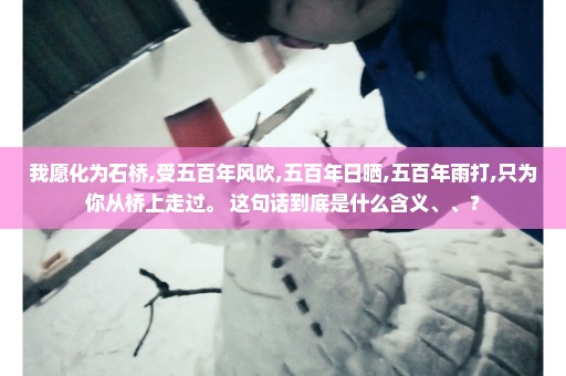 我愿化为石桥,受五百年风吹,五百年日晒,五百年雨打,只为你从桥上走过。 这句话到底是什么含义、、？