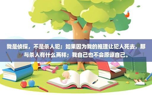 我是侦探，不是杀人犯；如果因为我的推理让犯人死去，那与杀人有什么两样；我自己也不会原谅自己。