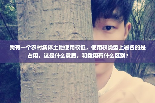 我有一个农村集体土地使用权证，使用权类型上署名的是占用，这是什么意思，和拨用有什么区别？