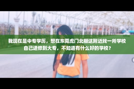 我现在是中专学历，想在东莞虎门北栅这附近找一所学校自己进修到大专，不知道有什么好的学校？