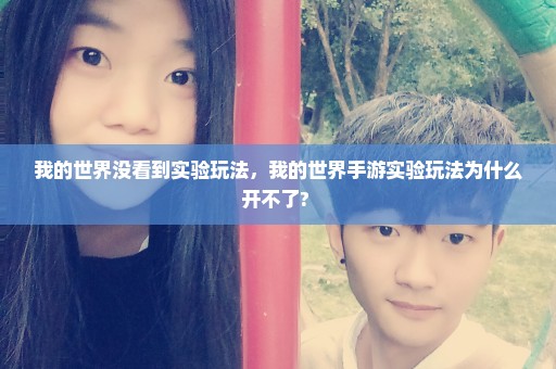 我的世界没看到实验玩法，我的世界手游实验玩法为什么开不了? 