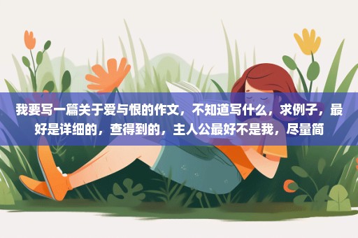 我要写一篇关于爱与恨的作文，不知道写什么，求例子，最好是详细的，查得到的，主人公最好不是我，尽量简