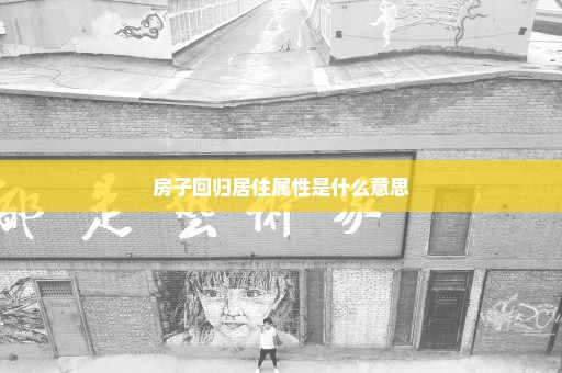 房子回归居住属性是什么意思
