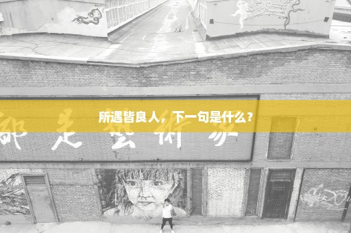 所遇皆良人，下一句是什么？