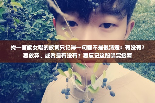 找一首歌女唱的歌词只记得一句都不是很清楚：有没有？要放弃、或者是有没有？要忘记这段唱完接着