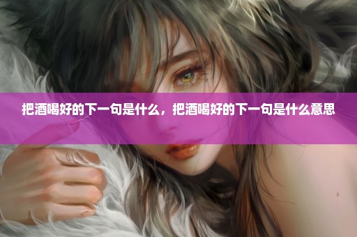 把酒喝好的下一句是什么，把酒喝好的下一句是什么意思 