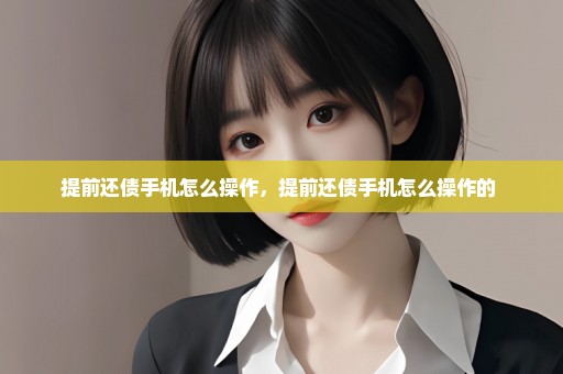 提前还债手机怎么操作，提前还债手机怎么操作的 