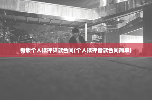 新版个人抵押贷款合同(个人抵押借款合同简单)