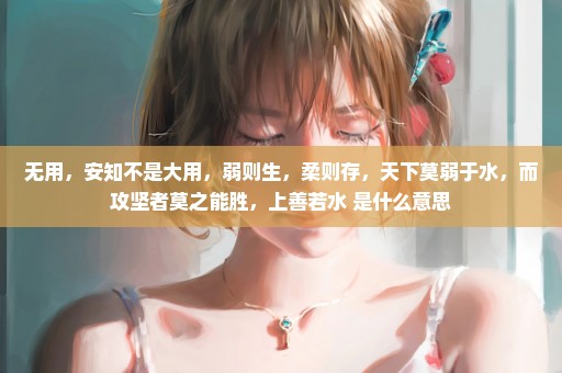 无用，安知不是大用，弱则生，柔则存，天下莫弱于水，而攻坚者莫之能胜，上善若水 是什么意思