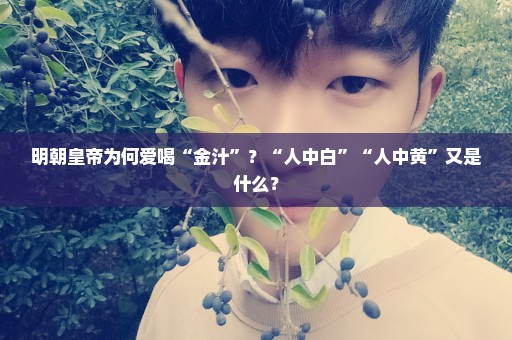 明朝皇帝为何爱喝“金汁”？“人中白”“人中黄”又是什么？