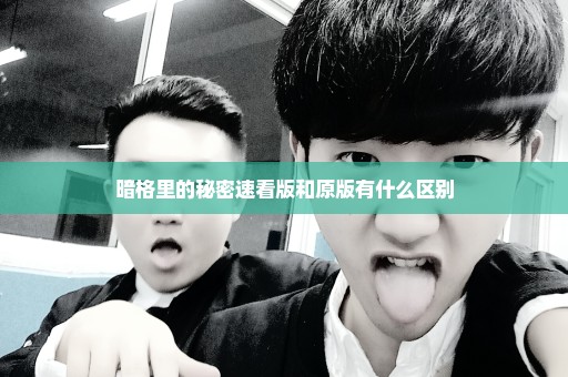 暗格里的秘密速看版和原版有什么区别