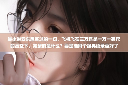 最小说安东尼写过的一句，飞机飞在三万还是一万一英尺的高空下，完整的是什么？要是能附个经典语录更好了