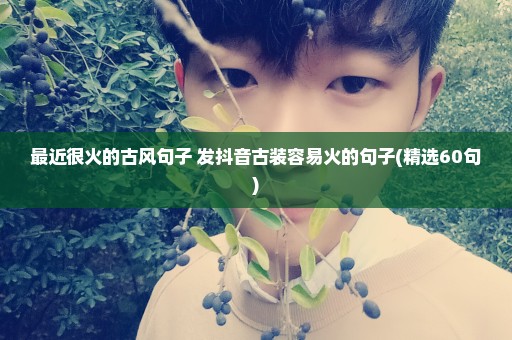 最近很火的古风句子 发抖音古装容易火的句子(精选60句)