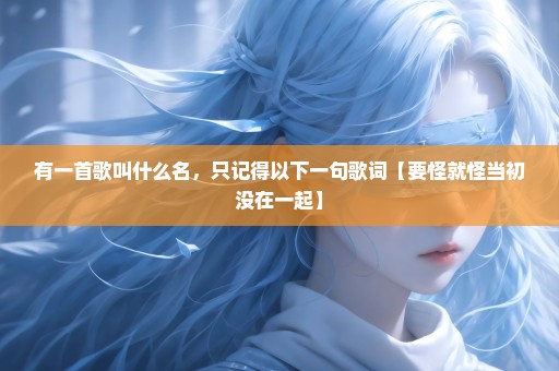 有一首歌叫什么名，只记得以下一句歌词【要怪就怪当初没在一起】