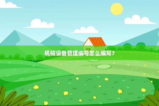 机械设备管理编号怎么编写？