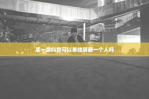 某一条抖音可以单独屏蔽一个人吗