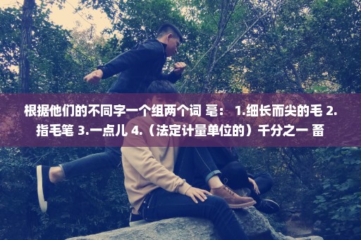 根据他们的不同字一个组两个词 毫： 1.细长而尖的毛 2.指毛笔 3.一点儿 4.（法定计量单位的）千分之一 畜