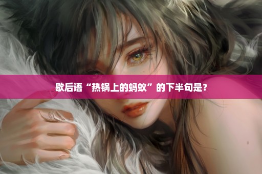 歇后语“热锅上的蚂蚁”的下半句是？