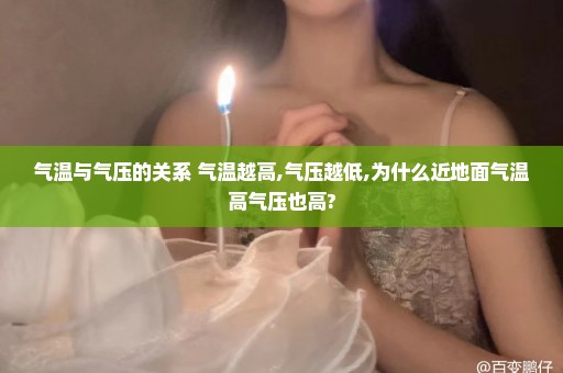 气温与气压的关系 气温越高,气压越低,为什么近地面气温高气压也高?