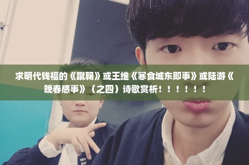 求明代钱福的《蹴鞠》或王维《寒食城东即事》或陆游《晚春感事》（之四）诗歌赏析！！！！！！