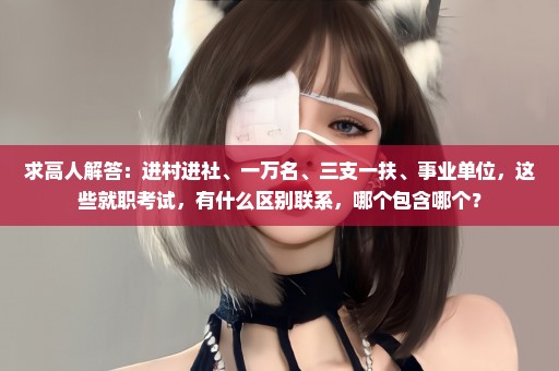 求高人解答：进村进社、一万名、三支一扶、事业单位，这些就职考试，有什么区别联系，哪个包含哪个？