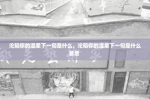 沦陷你的温柔下一句是什么，沦陷你的温柔下一句是什么意思 