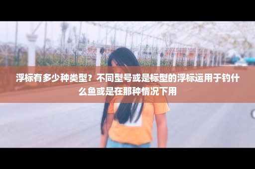 浮标有多少种类型？不同型号或是标型的浮标运用于钓什么鱼或是在那种情况下用