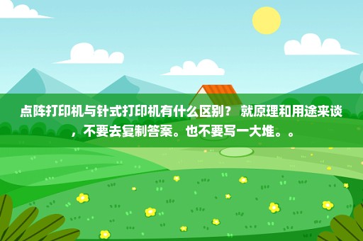点阵打印机与针式打印机有什么区别？ 就原理和用途来谈，不要去复制答案。也不要写一大堆。。