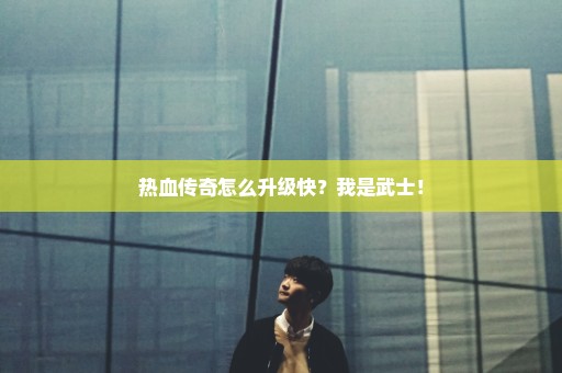 热血传奇怎么升级快？我是武士！