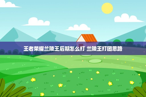 王者荣耀兰陵王后期怎么打 兰陵王打团思路