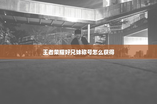 王者荣耀好兄妹称号怎么获得