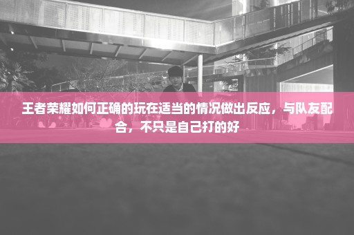 王者荣耀如何正确的玩在适当的情况做出反应，与队友配合，不只是自己打的好