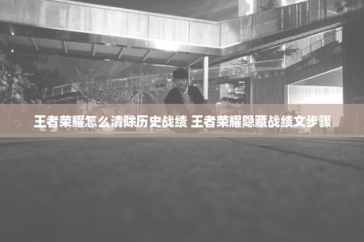 王者荣耀怎么清除历史战绩 王者荣耀隐藏战绩文步骤