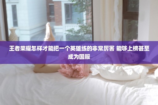 王者荣耀怎样才能把一个英雄练的非常厉害 能够上榜甚至成为国服