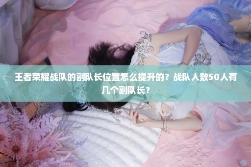 王者荣耀战队的副队长位置怎么提升的？战队人数50人有几个副队长？