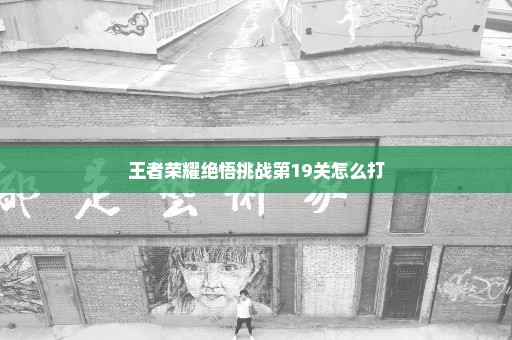 王者荣耀绝悟挑战第19关怎么打
