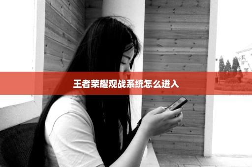 王者荣耀观战系统怎么进入